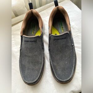 Skechers Men's Classic fit Blue and Tan Slip-On Loafers.